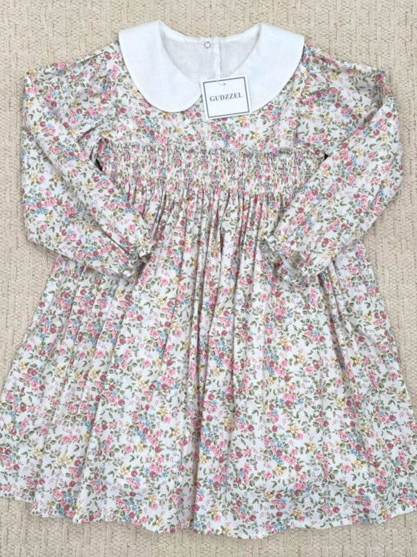 Vestido clasico flores manga larga