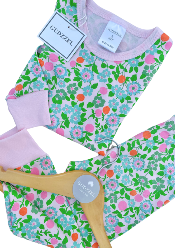Pijama algodón pima rosa Flores