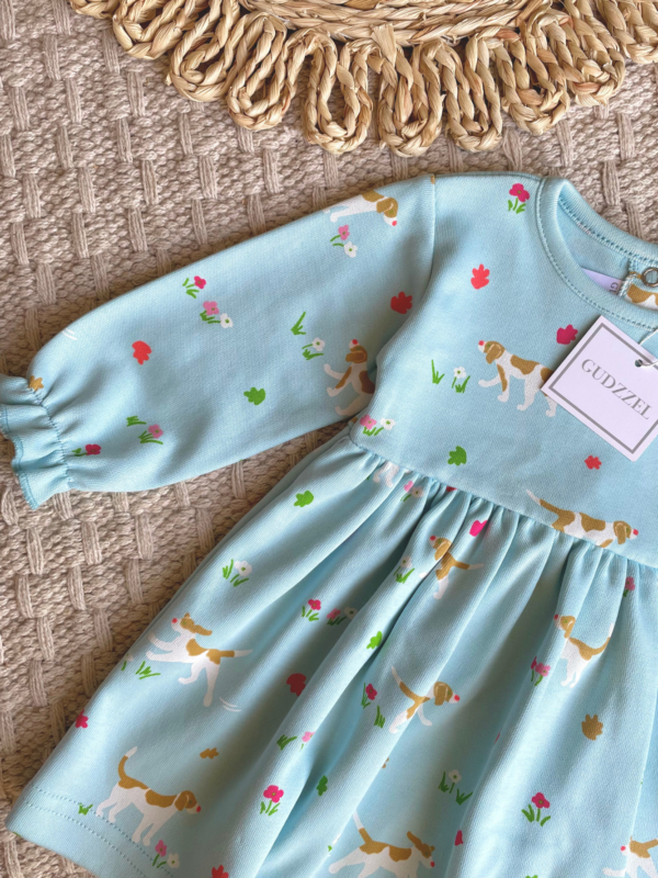 vestido perritos celeste agua pima algodon invierno