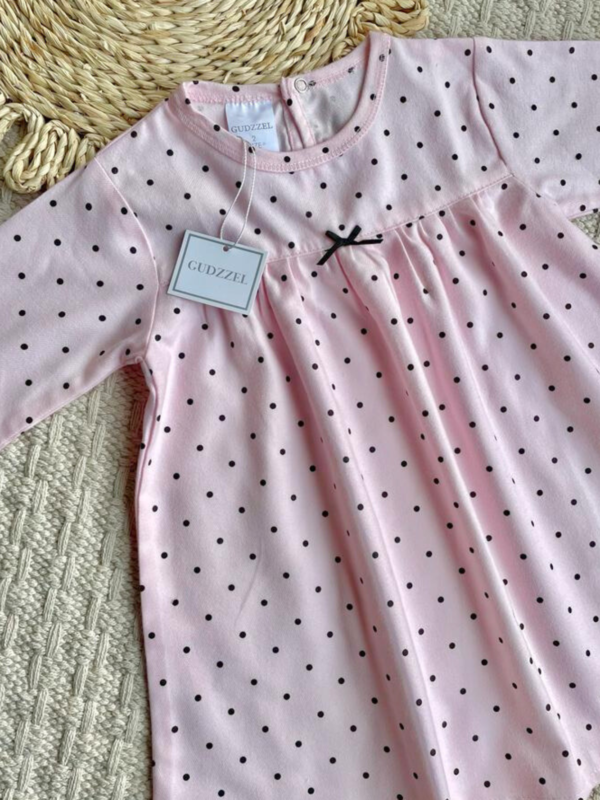 vestido rosado puntos invierno bebe