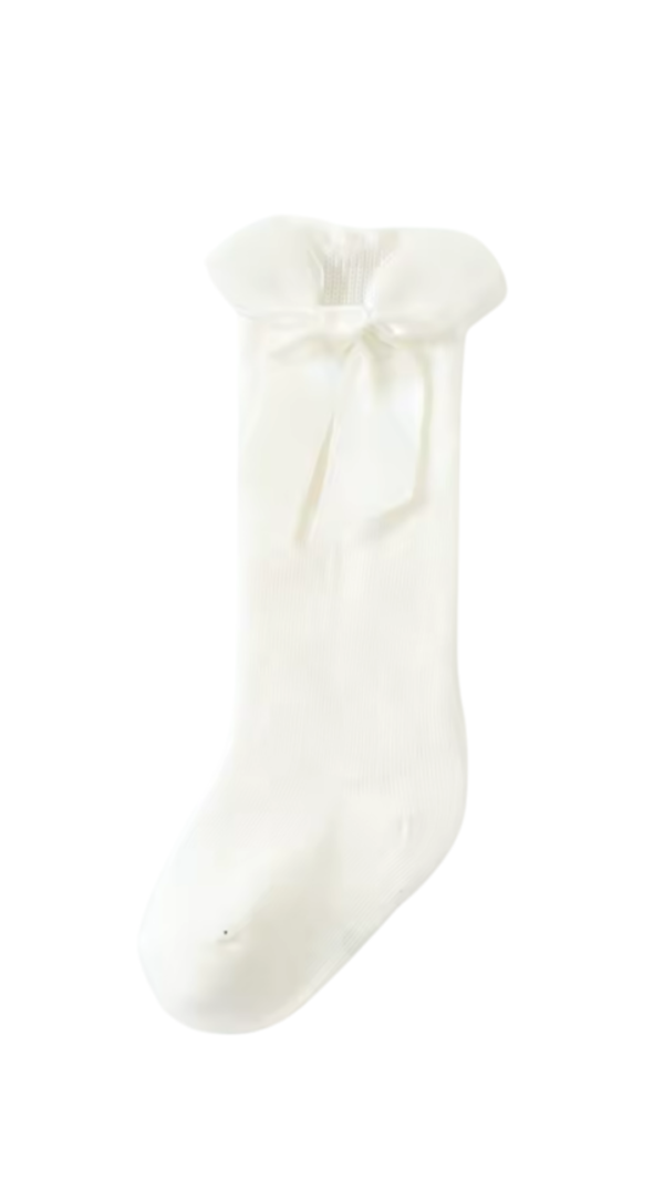 medias largas Ivory marfil con lazo