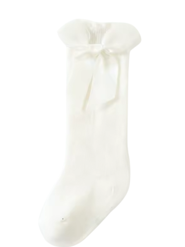 medias largas Ivory marfil con lazo