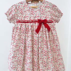 Vestido clásico manga corta Carmesí