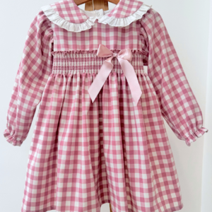 Vestido clásico manga larga Pink Vichy