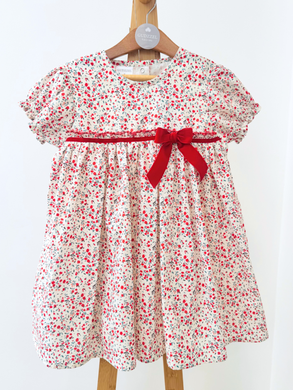 Vestido clásico manga corta Carmesí