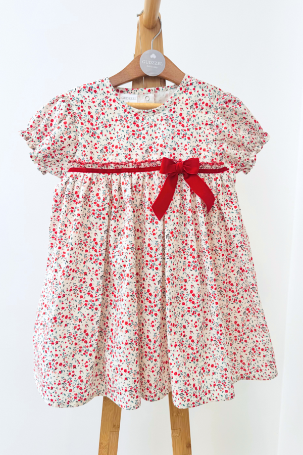 Vestido clásico manga corta Carmesí