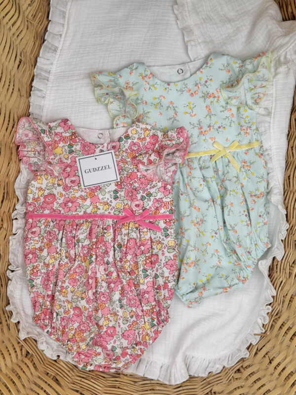 pack romper Flores verde & rosa