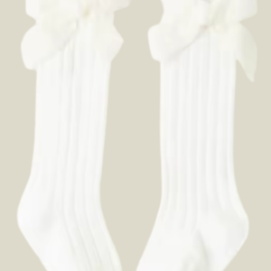 Medias largas Ivory con lazo terciopelo