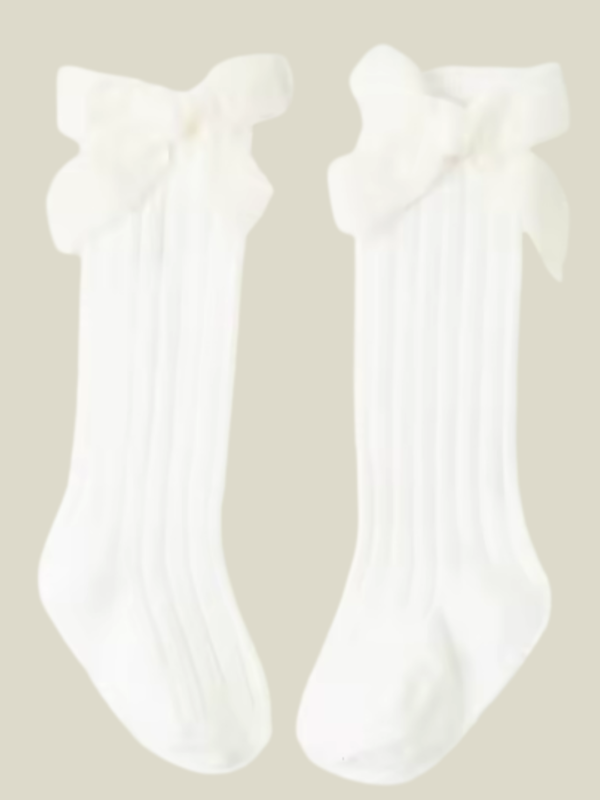 Medias largas Ivory con lazo terciopelo