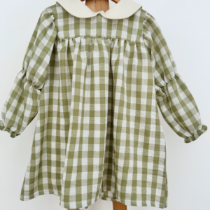 Vestido manga larga Vichy verde