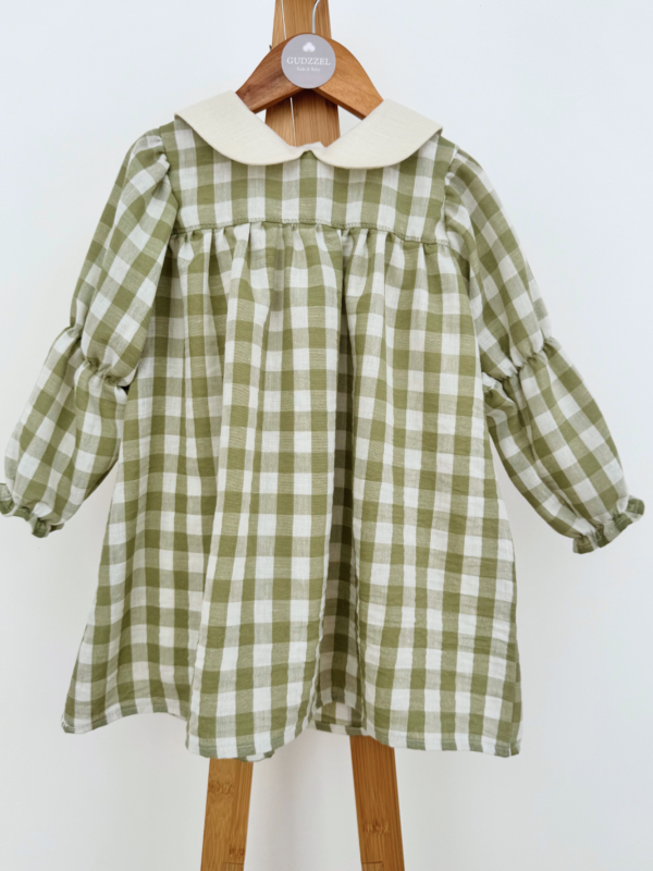Vestido manga larga Vichy verde