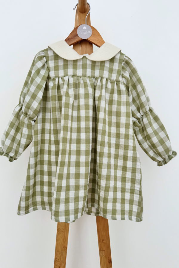 Vestido manga larga Vichy verde