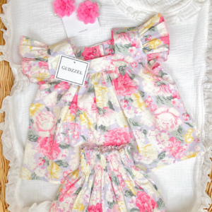 set Lazos Flores Lila