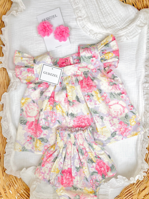 set Lazos Flores Lila