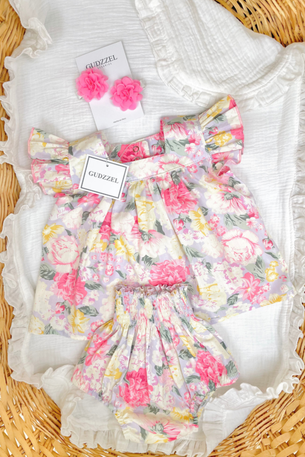 set Lazos Flores Lila