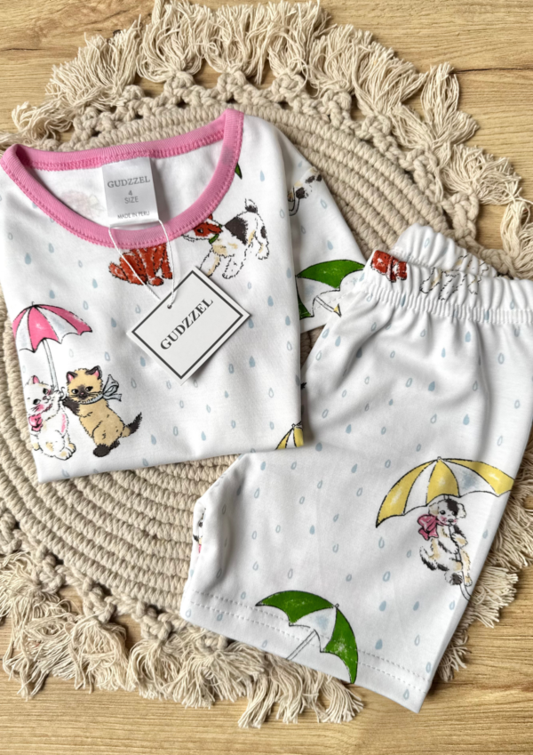 PROMOCIÓN DE PIJAMAS (87) Pijama verano algodón pima flores gatitos & paraguas