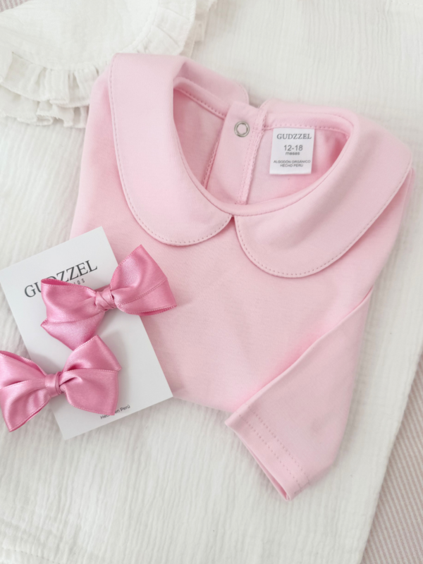 Polo manga larga Rosado Cuello Bebé para niña