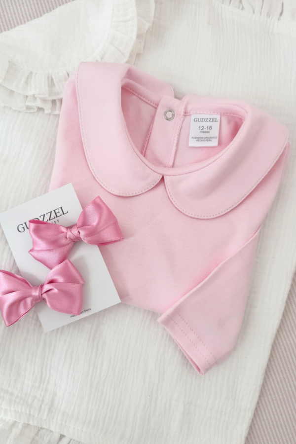 Polo manga larga Rosado Cuello Bebé para niña