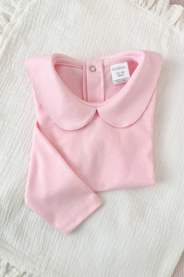 Polo manga larga Rosado Cuello Bebé para niña