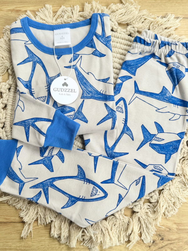 Pijama manga larga y pantalón algodón rib Tiburones