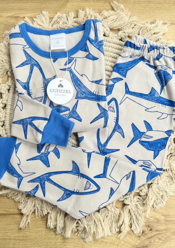 Pijama manga larga y pantalón algodón rib Tiburones