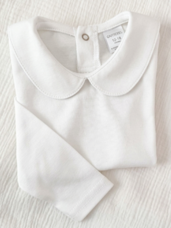 Polo manga larga Blanco Cuello Bebé para niña
