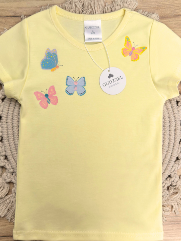 Polo manga corta Amarillo Mariposas