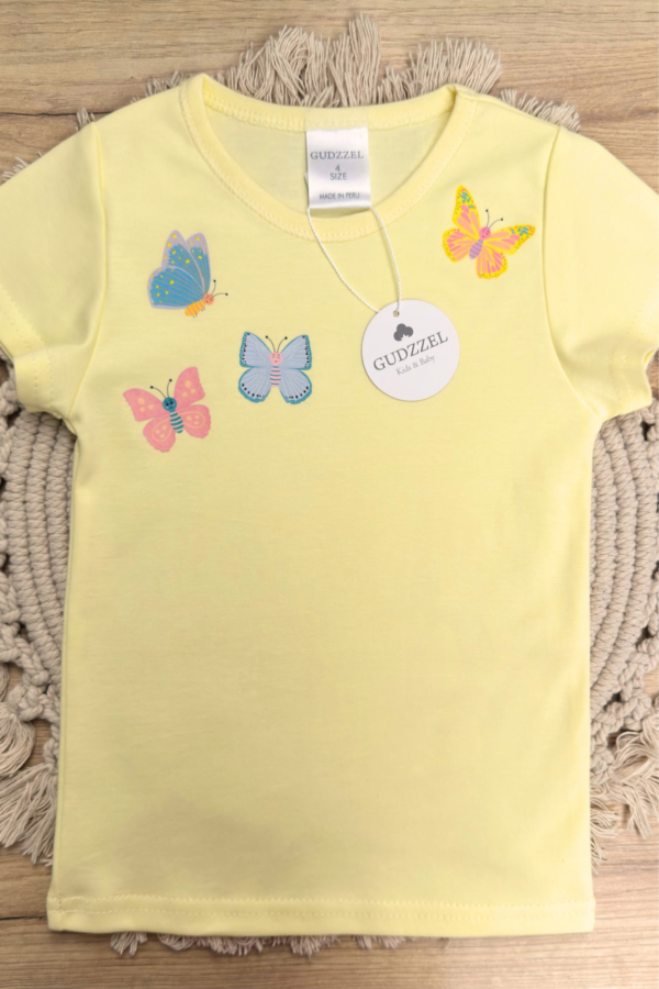Polo manga corta Amarillo Mariposas